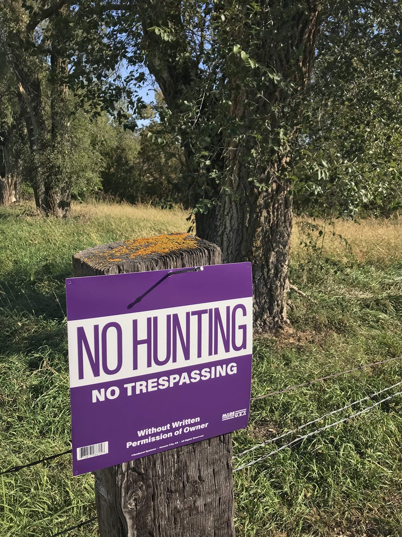 Sunburst Systems 8616 No Hunting/Trespassing Property Marking Sign, 12" x 12", 10 Pack, Purple - Image 4